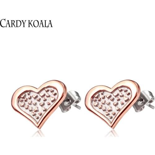 Cardy Koala Heart women earrings high quality stainless steel jewelry vacuum plating gold fashion women accessories best gift