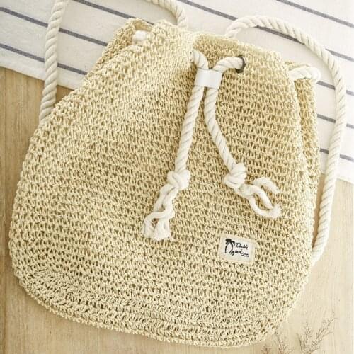 Aaby 2021 Fashion Straw Backpack For Women Rattan Bags Bohemian With Cotton Rope For String High Quality Beach Bag For The Sea