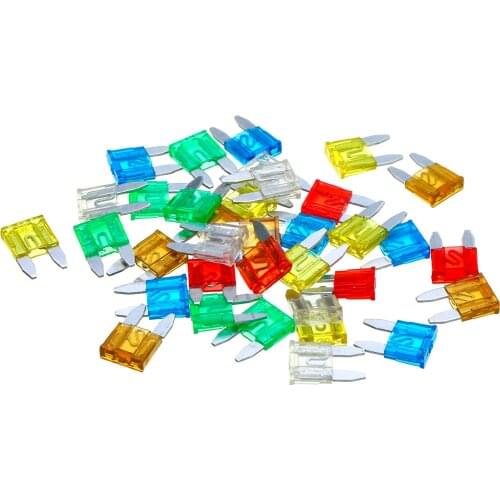 36pcs/set Car Auto Mini Blade Fuses 7.5A 10A 15A 20A 25A 30A Kit Mixed Color Automotive Fuse Set Electrical Supplies