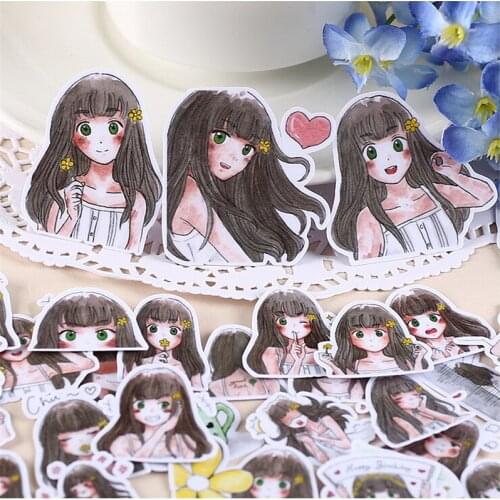 40pcs Self-made Cute girl / fashion girl Scrapbooking Stickers /Decorative Sticker /DIY Craft Photo Albums/LINE expression stick