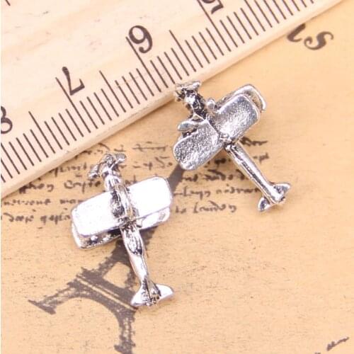 62pcs Jewelry Charms airplane plane biplane 19x9x13mm Antique Silver Plated Pendants Making DIY Handmade Tibetan Silver Jewelry
