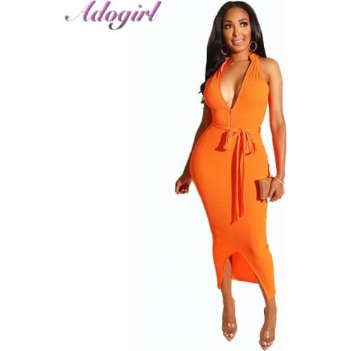 Adogirl Elegant Solid Knitted Ribbed Bandage long Dress Women Sexy Backless Off Shoulder Night Party Club Dresses CasualVestidos