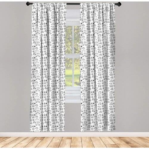 Cars Window Curtains Transportation and Automotive Industry Themed Childish Sketch Art Style Print Curtain with Rod Pocket