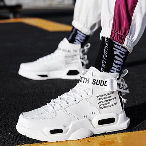 Large Size High Base PU Leather Male Sneakers White Sports Shoes Men Sport Shoes Women Running Shoes for Men Tennis Basket A-674