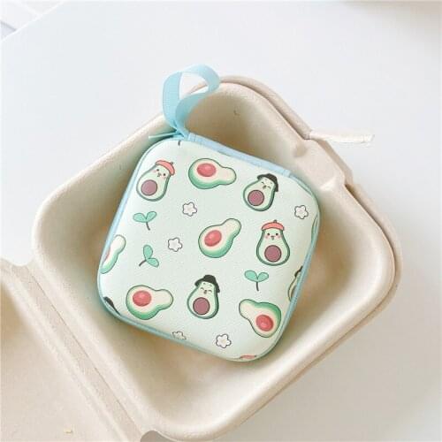 Cute Avocado Earphone Storage Bag Case Cover for Airpods Headphone Earphone Accessories Earbuds Memory Card USB Cable Coins