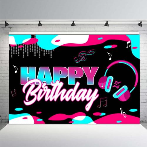 Dynamic Music Headset Musical Note Backdrop Girl Birthday Party Decoration Kid Room Newborn Custom Background Photography Photos