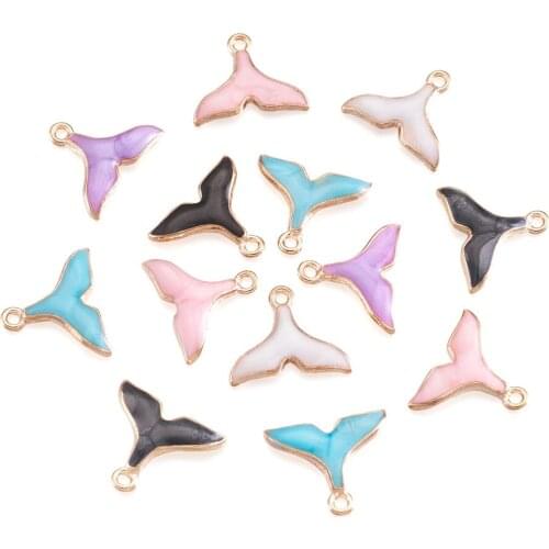 50Pcs Whale Tail Shape Alloy Enamel Pendants Mermaid Tail Charms For DIY Bracelet Necklace Jewelry Making Findings Accessories