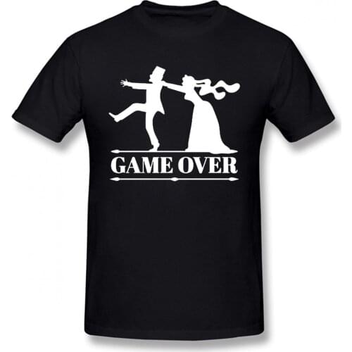 Game Over Bride Groom Bachelor Party T Shirt Funny Tshirt Mens Clothing Short Sleeve Camisetas T-shirt