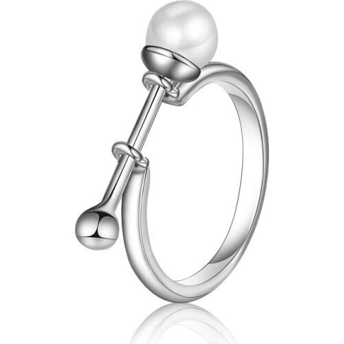 Hot Sale Promotion New Fashion Pearl Design 925 Sterling Silver Adjustable Size Rings for Women Jewelry Gift Drop Shipping