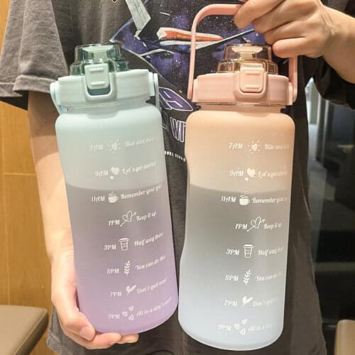 2L Sports Fitness Graduated Straw Cup Household Large Capacity Portable Leakproof Drinkware Bottle Outdoor Travel Water Bottle