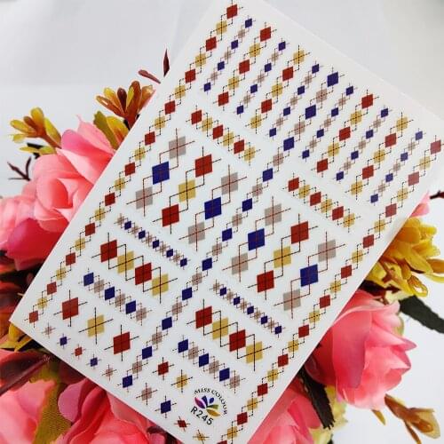 Colorful Geometric Square 3D Stickers for Nails Decoraciones Manicure Design Art Sticker Self Adhesive Sliders foil on Nails