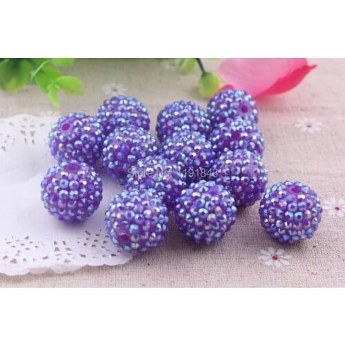 Kwoi vita Fashion 20mm 100pcs/lot jelly dark purple color chunky resin rhinestone beads,wholesale resin rhinestone ball beads
