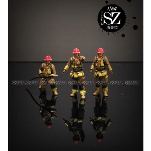 1/64 Resin Die Casting Doll Model Fireman Car Model Doll Decoration Scene Arrangement Collection Decorative Toys