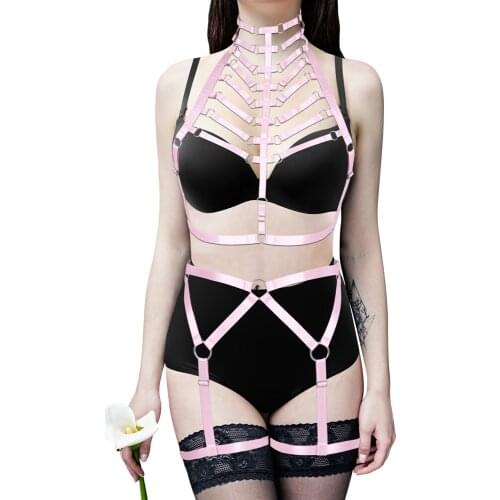 2pc Harness Fashion Sexy Lingerie Set Exotic Costumes Women Underwear Erotic Fetish Goth Accessories Bondage Suspender Garters