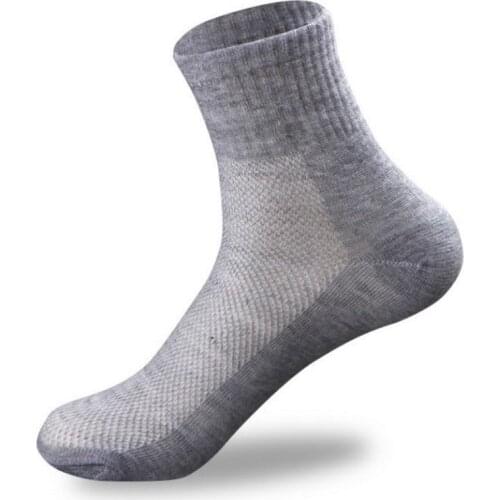 Each Pack 5 Pairs Solid Color Mesh Socks Mens Sports Polyester-cotton Socks Summer Sweat Comfortably Man Socks