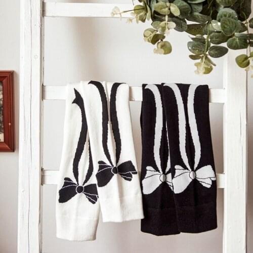 Girls Student Socks Stretch Bow Printed Thigh Fashion Sexy Stockings Long Knee Socks for Female Lolita Cosplay Costumes