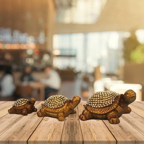 HLO 2021 New 3 Pieces Stone Turtle Decorative Trinket Creativity Posture Decorate Statue Elegant Polyester Handcraft Good Price