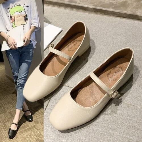 2021 Summer New Shallow Mouth Flat Round Toe Single Shoes Cute Fairy Style Comfortable High Heels