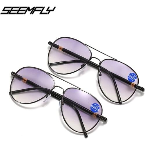 Semmfly Men Women Anti Blue Light Reading Glasses Bifocal Hyperopia Eyewear Vintage Unisex Metal Frame Presbyopic Eyeglasses New