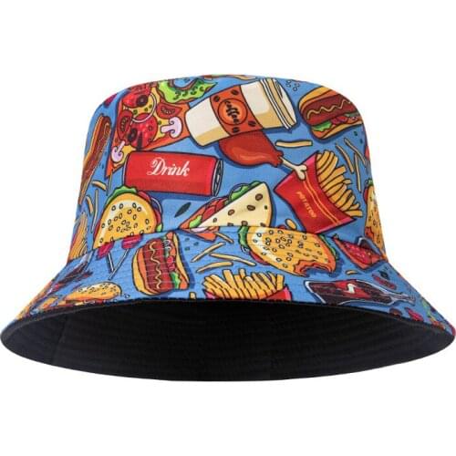 Foldable Bucket-Hats Men Women Spring Summer Graffiti Sunscreen Fisherman Cat Cotton Fashion Beach Streetware Panama Hat