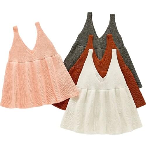 Baby Grils Sweater Dress New Autumn Cotton Knit Vest Dress 0-3Yrs Toddlers Kids Princess Vest Dresses for Girls Costumes Cotton