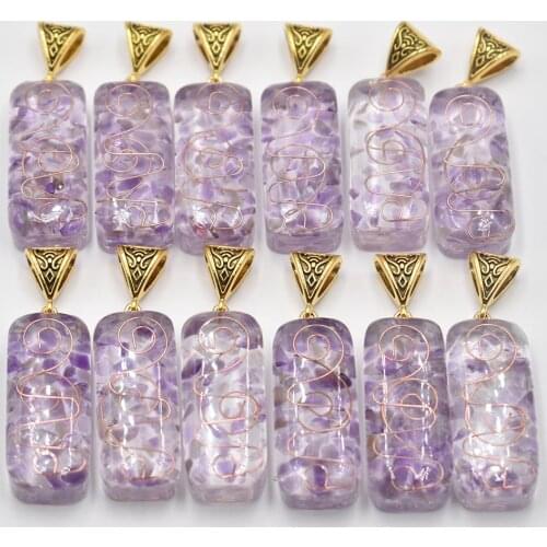 2021 New fashion good quality natural stone amethysts pillar charms pendants wholesale 12pcs/lot free shipping