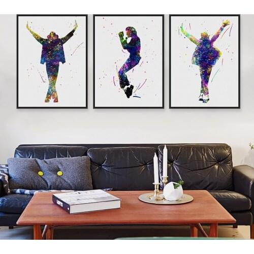 Watercolor Music Michael Jackson Pop Movie Poster Picture Art Decor Home Decor Nursery Kids Room canvas painting A429