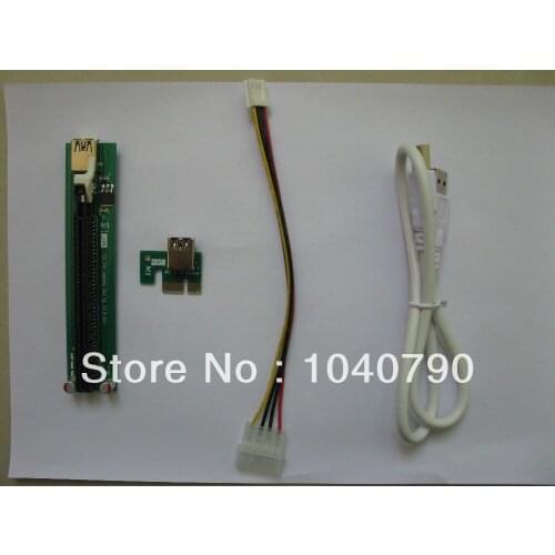 PCI-E PCI E Express 1X to 16X Riser Card +USB 3.0 Extender Cable with power supply for bitcoin litecoin miner 60CM
