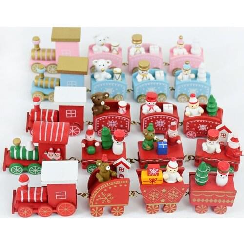 Christmas Wooden Train Merry Christmas Decorations For Home Table Ornament 2022 Noel Navidad Xmas Party New Year Gifts Kids Toys
