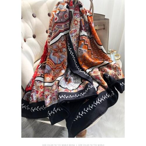 Twill 30% silk 70% Cashmere scarf square Women Fashion 140*140 luxury autumn fashion twill silk scarf Thirty only Mrs. Wang