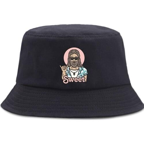 Sweet Funny Cartoon Print Fishermans Hats Unisex Fashion Bucket Cap Sunscreen Summer Beach Caps Foldable Outdoor Fishing Hat