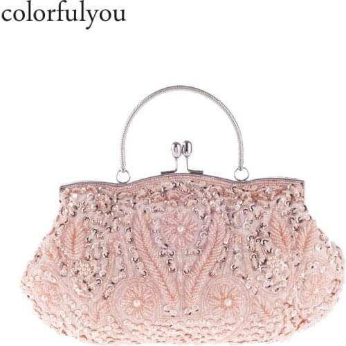 Women Evening Clutch Bags Wedding Bridal Handbag Pearl Sequin Beaded Fashion Rhinestone Bags Wallet Wedding Purse Party Banquet