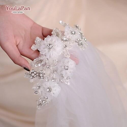 YouLaPan VS358 Wedding Veil White Ivory Veil with Flowers with Hair Comb for Wedding Party Christian Veil Bridal Hat with Veil