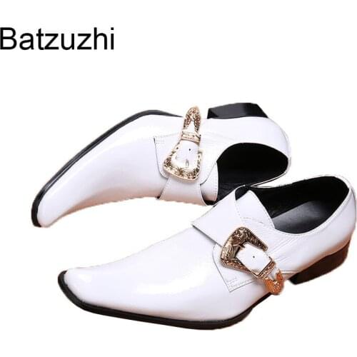 Batzuzhi Genuine Leather Dress Shoes for Men Fashion Men Leather Shoes White Leather Wedding Shoes Male Zapatos Hombre,Big US12