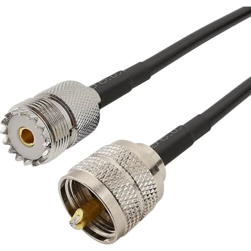 UHF PL259 PL-259 Male to UHF SO239 SO-239 Female RG58 RF Coaxial Coax Cable Connector for Ham Radio CB Radios 50CM-12Meters