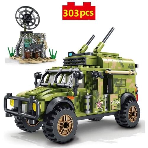 Military Series World War II Chinese Army Armored communication command vehicle DIY model Building Blocks Bricks Toys Gifts