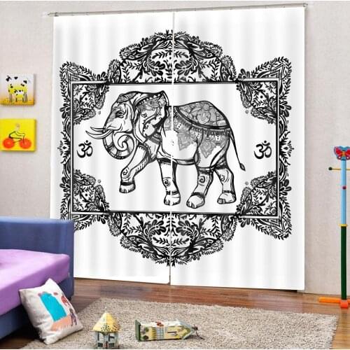 Curtain Decoration 3D Brief Abstract elephant Curtains For Bedroom Living room Polyester Room Curtain