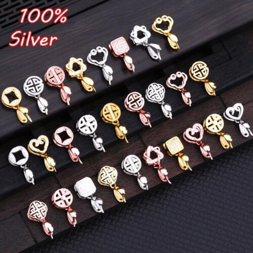 925 Sterling Silver Pinch Clip Bail Clasps Hooks Connector Silver Color Clip Fermoir Connecteur Collier For Necklace Pendant DIY