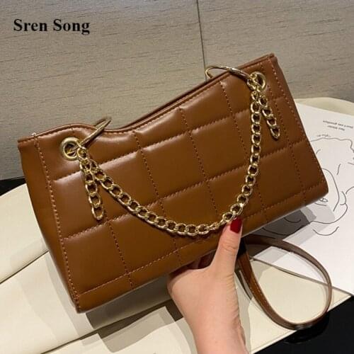 Lingge Underarm Shoulder Bag Women 2021 New Handbags Females Baguette Female Crossbody Bags Messenger Bag Chain Designer Bags