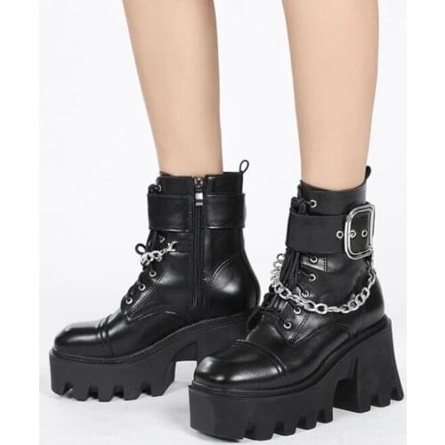 Platform Chunky Heels Demonia Sexy Buckle Combat Boot For Women Gothic Dark Side Zipper Top Quality Punk Boots Woman Rubber Sole