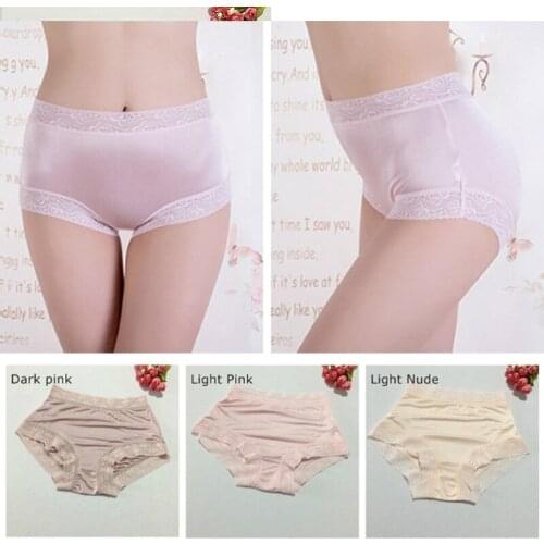 Women Silk Panties Seamless Boxer Briefs Lace Mid-Waist Knickers Underwear Transparent Panties Seamless Woman Panties 239-017