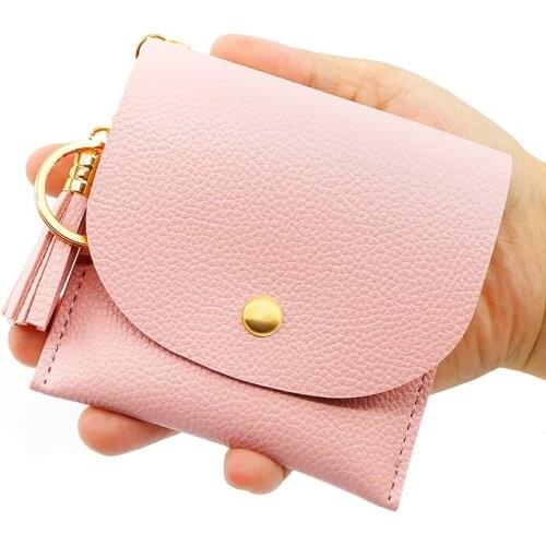 Womens Wallet Cute Tassel Leather Short Wallet Small Fashion Designer Wallet Luxury Coin Purse Ladies Card Bag for Female Bag