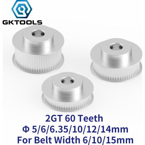 GKTOOLS GT2 Timing Pulley 2GT 60 Teeth Bore 5/6/6.35/8/10/12/14/15mm Synchronous Wheels Width 6/9/10/15mm Belt 3D Printer Parts