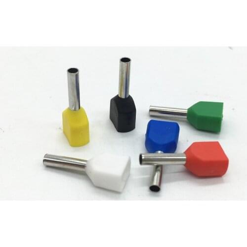 1000pcs/pack TE1512 2*1.5 Twin cord terminal cable connector splice insulated terminal block wire cable ferrules