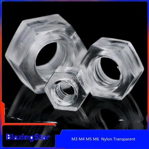 50PCS M3 M4 M5 M6 Transparent plastic hexagon nut PC transparent nut plastic nut