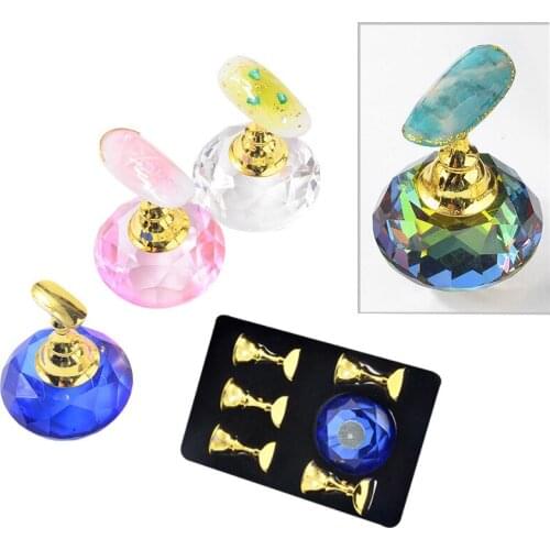 5pcs Magnetic Tips Nail Art Practice Display Stand Crystal Holders Alloy False Nails Showing Shelf Manicure Tools
