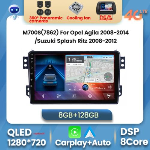 7862 Android 10 6+128G Car Navigation GPS Multimedia Player for 2008-2014 OPEL Agila for 2008-2012 SUZUKI Splash Ritz Radio Unit