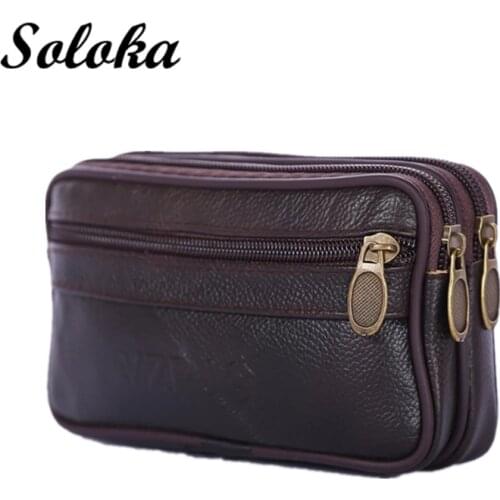 1 Pc Men Car Key Case Leather Small Wallets Key Organizer Housekeeper Covers Zipper Bag Phone Holder Card Waist Bag