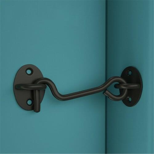 Black Stainless Steel Door Window Lock With Safety Switch Cabin Window Hook Door Eye Latch Silent Catch Holder With Screws A7887