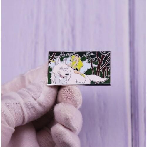 Princess Mononoke Enamel Pin White Wolf God Brooch Studio Ghibli Movie Art Badge Jewelry Gift